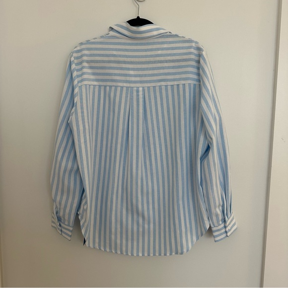 NWT x JJD By the Shore Striped Shirt Striped Blue and White Button-Up Shirt - Picture 13 of 15